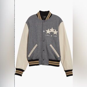 Amiri Star Aplique Wool Blend Varsity Jacket